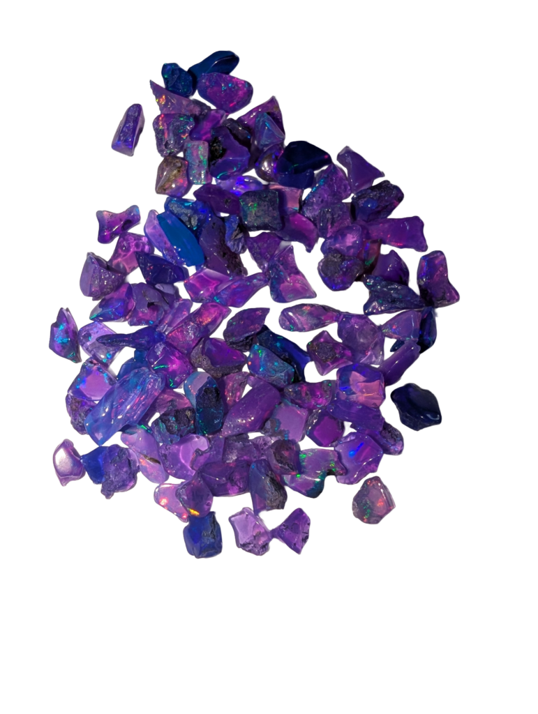 Royal Velvet Opal
A rich, regal purple with hidden sparks of blue and violet. This Royal Velvet opal offers a sophisticated and mysterious look, making it a perfect choice for those who love deep, enchanting tones in their jewelry.